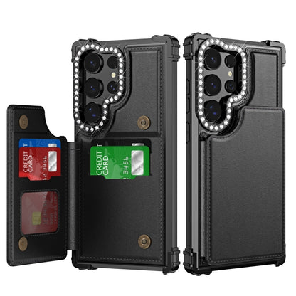 Diamond Horizontal Card Bag Leather Phone Case, For Samsung Galaxy S24 Ultra 5G, For Samsung Galaxy S24+ 5G, For Samsung Galaxy S24 5G