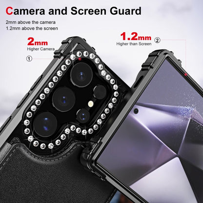 Diamond Horizontal Card Bag Leather Phone Case, For Samsung Galaxy S24 Ultra 5G, For Samsung Galaxy S24+ 5G, For Samsung Galaxy S24 5G