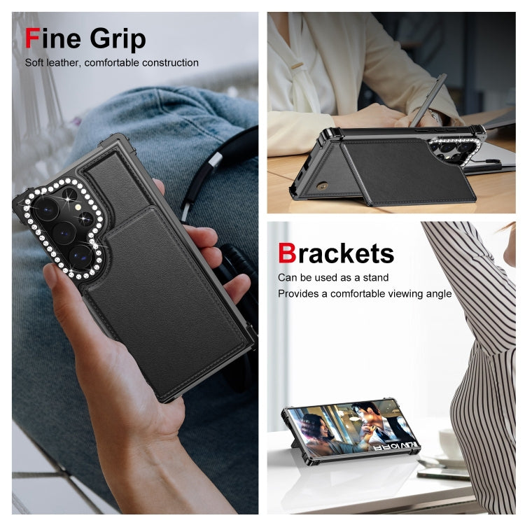 Diamond Horizontal Card Bag Leather Phone Case, For Samsung Galaxy S24 Ultra 5G, For Samsung Galaxy S24+ 5G, For Samsung Galaxy S24 5G