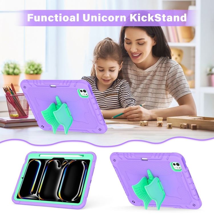 Kickstand PC Hybrid Silicone Tablet Case with Strap, For iPad Pro 11 2025 / 2024, For iPad Air 11 2025 / 2024