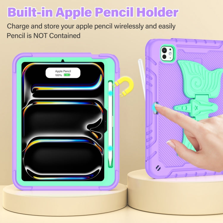 Kickstand PC Hybrid Silicone Tablet Case with Strap, For iPad Pro 11 2025 / 2024, For iPad Air 11 2025 / 2024