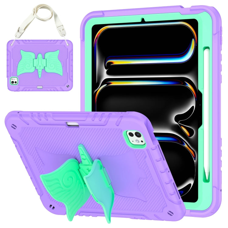 Kickstand PC Hybrid Silicone Tablet Case with Strap, For iPad Air 11 2026 / 2025 / 2024, For iPad Pro 11 2025 / 2024