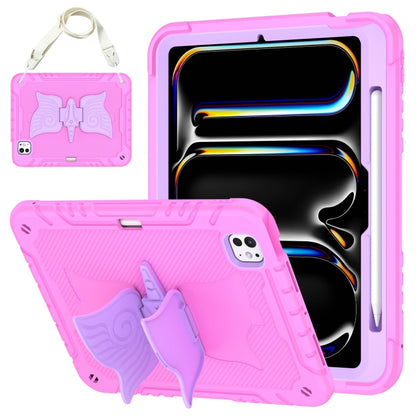 Kickstand PC Hybrid Silicone Tablet Case with Strap, For iPad Air 11 2026 / 2025 / 2024, For iPad Pro 11 2025 / 2024