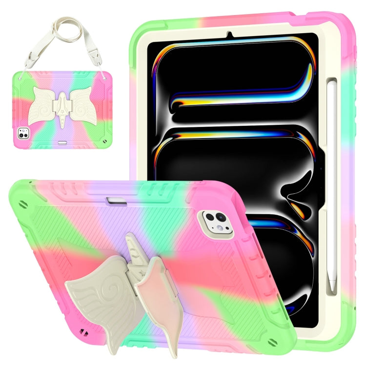 Kickstand PC Hybrid Silicone Tablet Case with Strap, For iPad Pro 11 2025 / 2024, For iPad Air 11 2025 / 2024