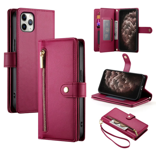 Nine Card-slot Zipper Wallet Bag Leather Phone Case, For iPhone 11 Pro Max, For iPhone 11, For iPhone 11 Pro