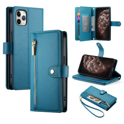 Nine Card-slot Zipper Wallet Bag Leather Phone Case, For iPhone 11 Pro Max, For iPhone 11, For iPhone 11 Pro