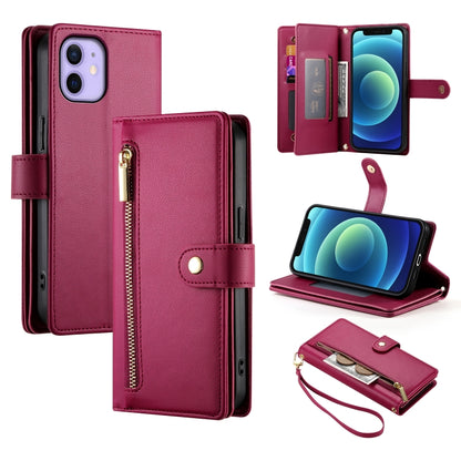 Nine Card-slot Zipper Wallet Bag Leather Phone Case, For iPhone 13 mini, For iPhone 12 / 12 Pro, For iPhone 12 Pro Max, For iPhone 12 mini