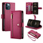 Nine Card-slot Zipper Wallet Bag Leather Phone Case, For iPhone 13 mini, For iPhone 12 / 12 Pro, For iPhone 12 Pro Max, For iPhone 12 mini