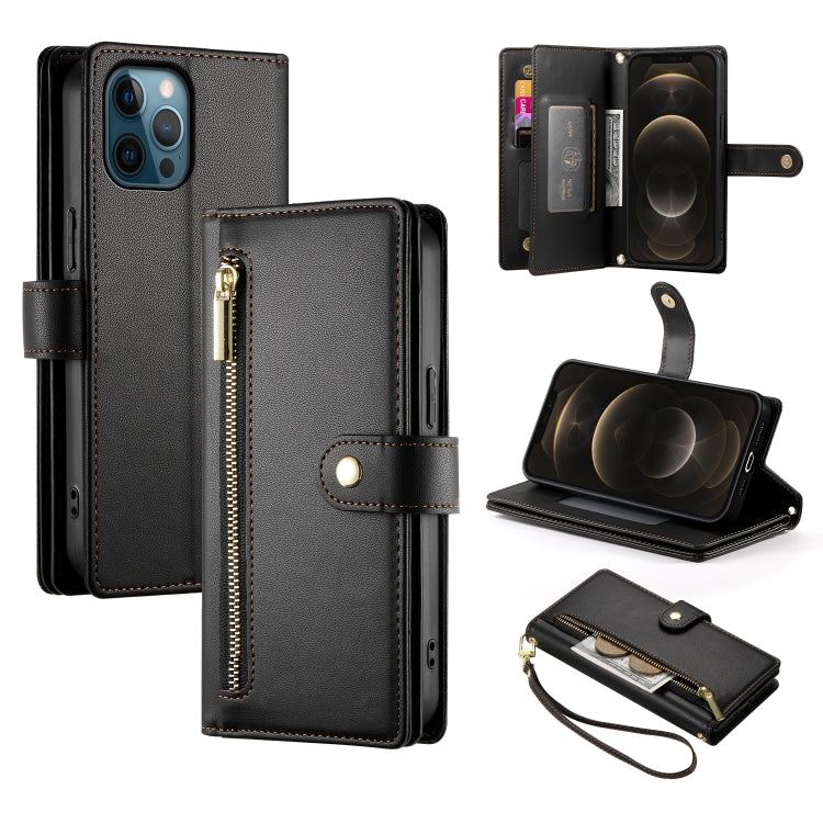 Nine Card-slot Zipper Wallet Bag Leather Phone Case, For iPhone 13 mini, For iPhone 12 / 12 Pro, For iPhone 12 Pro Max, For iPhone 12 mini