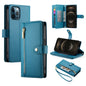 Nine Card-slot Zipper Wallet Bag Leather Phone Case, For iPhone 13 mini, For iPhone 12 / 12 Pro, For iPhone 12 Pro Max, For iPhone 12 mini
