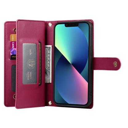 Nine Card-slot Zipper Wallet Bag Leather Phone Case, For iPhone 13 mini, For iPhone 12 / 12 Pro, For iPhone 12 Pro Max, For iPhone 12 mini