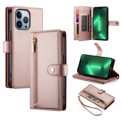 Nine Card-slot Zipper Wallet Bag Leather Phone Case, For iPhone 14 Pro Max, For iPhone 13 Pro Max, For iPhone 13 Pro, For iPhone 13