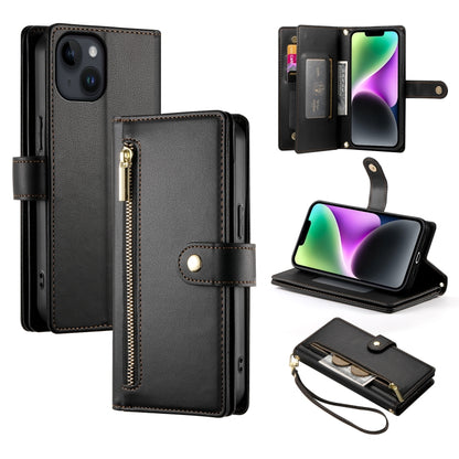 Nine Card-slot Zipper Wallet Bag Leather Phone Case, For iPhone 15, For iPhone 14 Plus, For iPhone 14, For iPhone 14 Pro