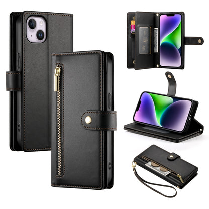 Nine Card-slot Zipper Wallet Bag Leather Phone Case, For iPhone 15, For iPhone 14 Plus, For iPhone 14, For iPhone 14 Pro