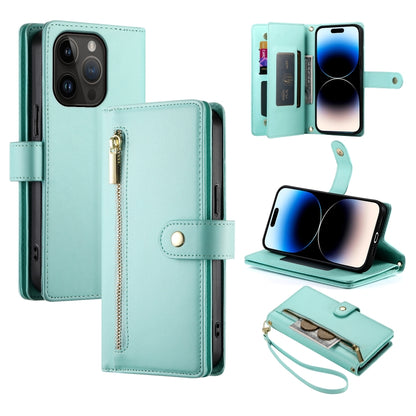 Nine Card-slot Zipper Wallet Bag Leather Phone Case, For iPhone 15, For iPhone 14 Plus, For iPhone 14, For iPhone 14 Pro