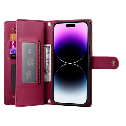 Nine Card-slot Zipper Wallet Bag Leather Phone Case, For iPhone 14 Pro Max, For iPhone 13 Pro Max, For iPhone 13 Pro, For iPhone 13