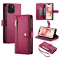 Nine Card-slot Zipper Wallet Bag Leather Phone Case, For iPhone 15, For iPhone 14 Plus, For iPhone 14, For iPhone 14 Pro
