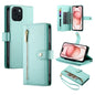 Nine Card-slot Zipper Wallet Bag Leather Phone Case, For iPhone 15, For iPhone 14 Plus, For iPhone 14, For iPhone 14 Pro