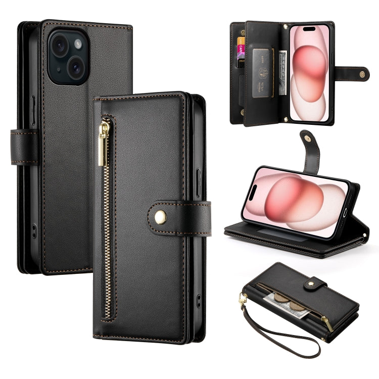 Nine Card-slot Zipper Wallet Bag Leather Phone Case, For iPhone 15, For iPhone 14 Plus, For iPhone 14, For iPhone 14 Pro