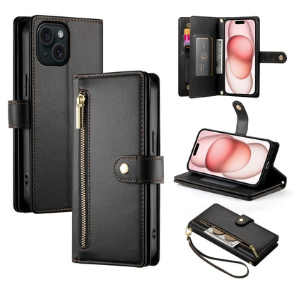 Nine Card-slot Zipper Wallet Bag Leather Phone Case, For iPhone 15, For iPhone 14 Plus, For iPhone 14, For iPhone 14 Pro