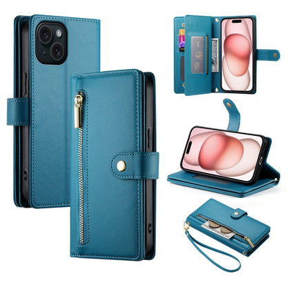 Nine Card-slot Zipper Wallet Bag Leather Phone Case, For iPhone 15, For iPhone 14 Plus, For iPhone 14, For iPhone 14 Pro