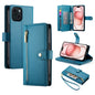 Nine Card-slot Zipper Wallet Bag Leather Phone Case, For iPhone 15, For iPhone 14 Plus, For iPhone 14, For iPhone 14 Pro