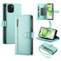 Nine Card-slot Zipper Wallet Bag Leather Phone Case, For iPhone 16, For iPhone 15 Pro Max, For iPhone 15 Pro, For iPhone 15 Plus