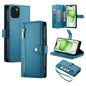Nine Card-slot Zipper Wallet Bag Leather Phone Case, For iPhone 16, For iPhone 15 Pro Max, For iPhone 15 Pro, For iPhone 15 Plus