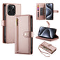 Nine Card-slot Zipper Wallet Bag Leather Phone Case, For iPhone 16, For iPhone 15 Pro Max, For iPhone 15 Pro, For iPhone 15 Plus