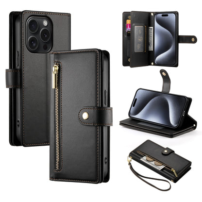 Nine Card-slot Zipper Wallet Bag Leather Phone Case, For iPhone 16, For iPhone 15 Pro Max, For iPhone 15 Pro, For iPhone 15 Plus