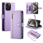 Nine Card-slot Zipper Wallet Bag Leather Phone Case, For iPhone 16, For iPhone 15 Pro Max, For iPhone 15 Pro, For iPhone 15 Plus