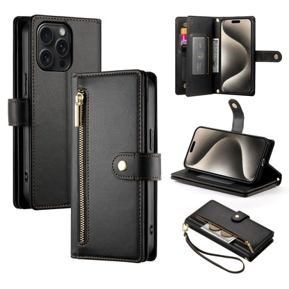 Nine Card-slot Zipper Wallet Bag Leather Phone Case, For iPhone 16, For iPhone 15 Pro Max, For iPhone 15 Pro, For iPhone 15 Plus