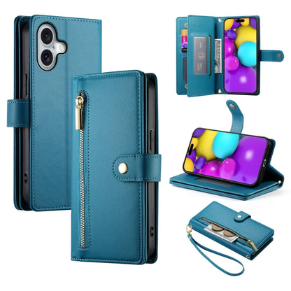 Nine Card-slot Zipper Wallet Bag Leather Phone Case, For iPhone 16, For iPhone 15 Pro Max, For iPhone 15 Pro, For iPhone 15 Plus