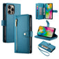 Nine Card-slot Zipper Wallet Bag Leather Phone Case, For iPhone Air, For iPhone 16 Pro Max, For iPhone 16 Pro, For iPhone 16 Plus