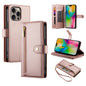 Nine Card-slot Zipper Wallet Bag Leather Phone Case, For iPhone Air, For iPhone 16 Pro Max, For iPhone 16 Pro, For iPhone 16 Plus