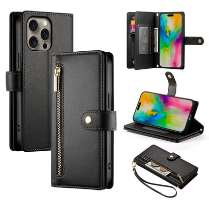 Nine Card-slot Zipper Wallet Bag Leather Phone Case, For iPhone Air, For iPhone 16 Pro Max, For iPhone 16 Pro, For iPhone 16 Plus