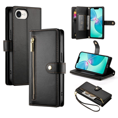 Nine Card-slot Zipper Wallet Bag Leather Phone Case, For iPhone 16e, For iPhone 16 Pro Max, For iPhone 16 Pro, For iPhone 16 Plus