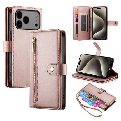 Nine Card-slot Zipper Wallet Bag Leather Phone Case, For iPhone 18 Pro / 17 Pro, For iPhone 18 Pro Max / 17 Pro Max, For iPhone 17e / 16e, For iPhone 17