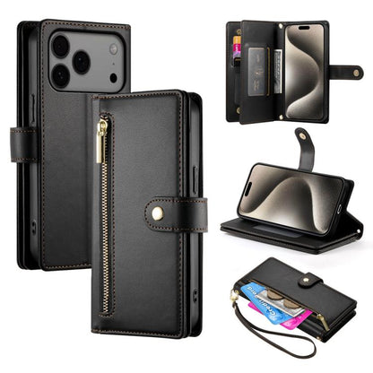 Nine Card-slot Zipper Wallet Bag Leather Phone Case, For iPhone 18 Pro / 17 Pro, For iPhone 18 Pro Max / 17 Pro Max, For iPhone 17e / 16e, For iPhone 17