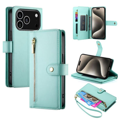 Nine Card-slot Zipper Wallet Bag Leather Phone Case, For iPhone 18 Pro / 17 Pro, For iPhone 18 Pro Max / 17 Pro Max, For iPhone 17e / 16e, For iPhone 17