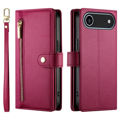 Nine Card-slot Zipper Wallet Bag Leather Phone Case, For iPhone Air, For iPhone 16 Pro Max, For iPhone 16 Pro, For iPhone 16 Plus
