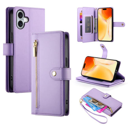 Nine Card-slot Zipper Wallet Bag Leather Phone Case, For iPhone 17 Pro Max, For iPhone 17 Pro, For iPhone 17, For iPhone Air
