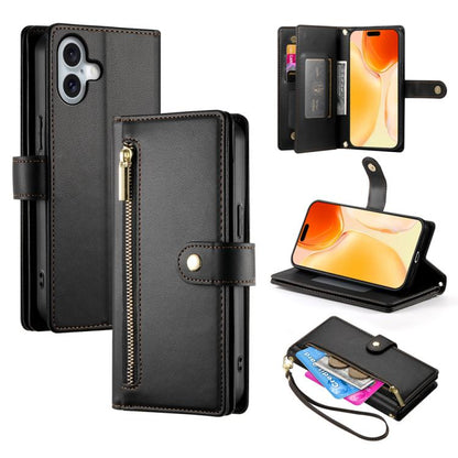 Nine Card-slot Zipper Wallet Bag Leather Phone Case, For iPhone 17 Pro Max, For iPhone 17 Pro, For iPhone 17, For iPhone Air