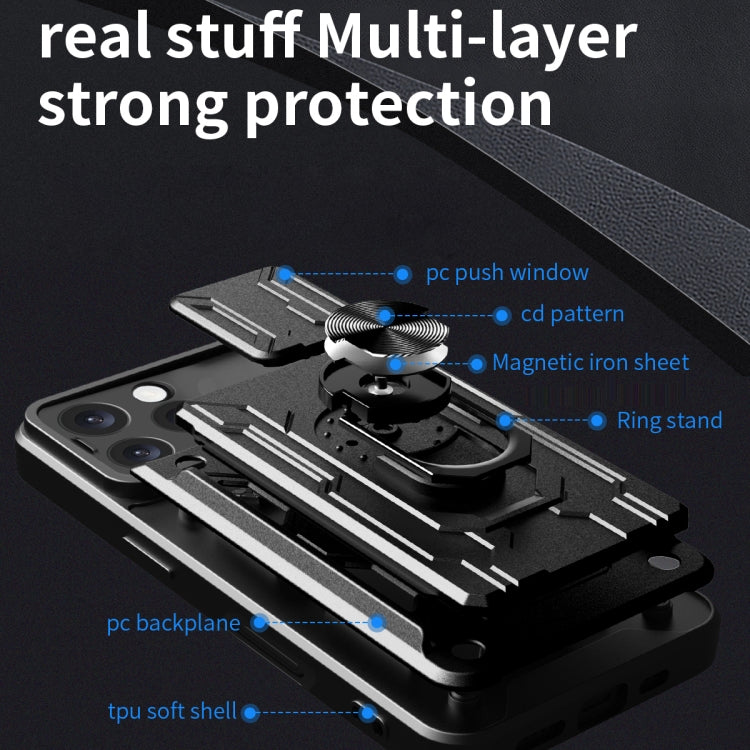 Sliding Camshield TPU+PC Phone Case with Card Slot, For iPhone 16 Pro Max, For iPhone 16 Pro, For iPhone 16 Plus