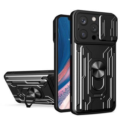 Sliding Camshield TPU+PC Phone Case with Card Slot, For iPhone 16 Pro Max, For iPhone 16 Pro, For iPhone 16 Plus