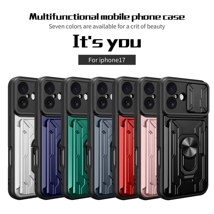 Sliding Camshield TPU+PC Phone Case with Card Slot, For iPhone 17, For iPhone 16 Pro Max, For iPhone 16 Pro