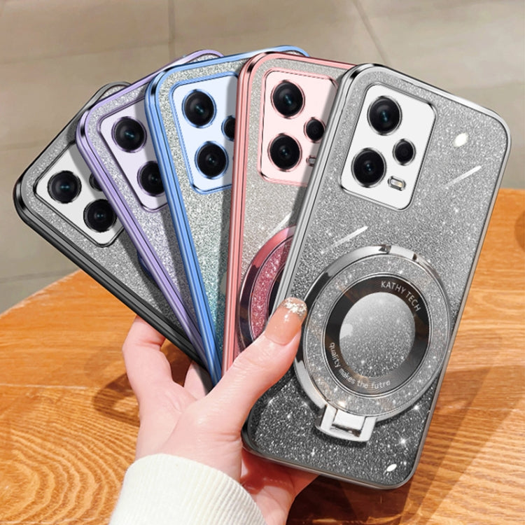 Plated Gradient Glitter Round Holder TPU Phone Case