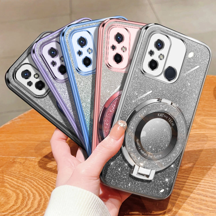 Plated Gradient Glitter Round Holder TPU Phone Case