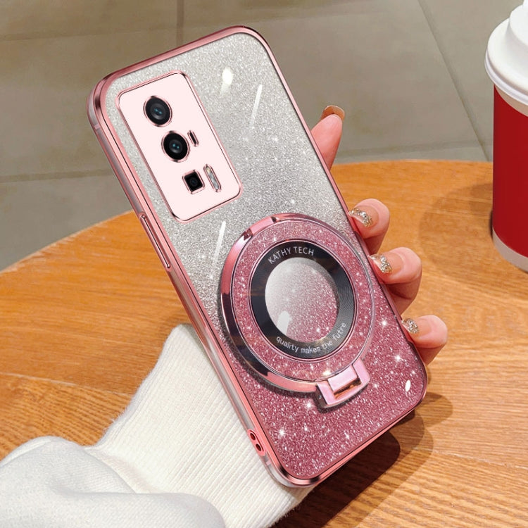 Plated Gradient Glitter Round Holder TPU Phone Case