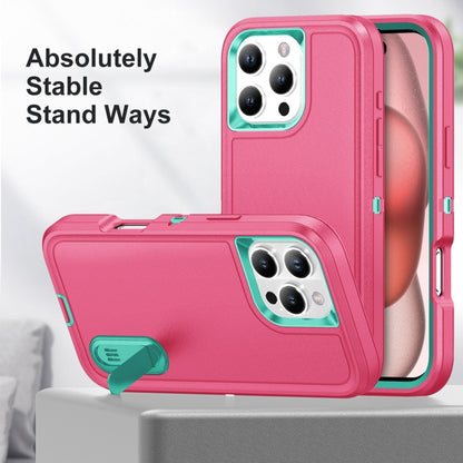 Rugged PC + Silicone Phone Case with Holder, For iPhone 16 Pro, For iPhone 16 Plus